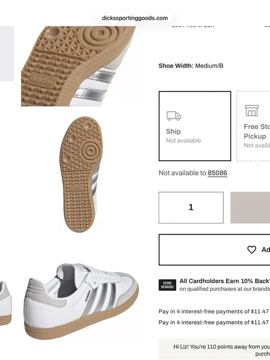 adidas Women's Samba OG Shoes White/Silver/Gum - Picture 2 of 8